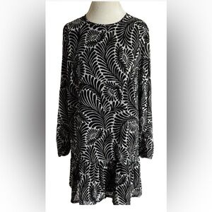 LOFT Black White Paisley Pattern Sun Dress Womens MEDIUM